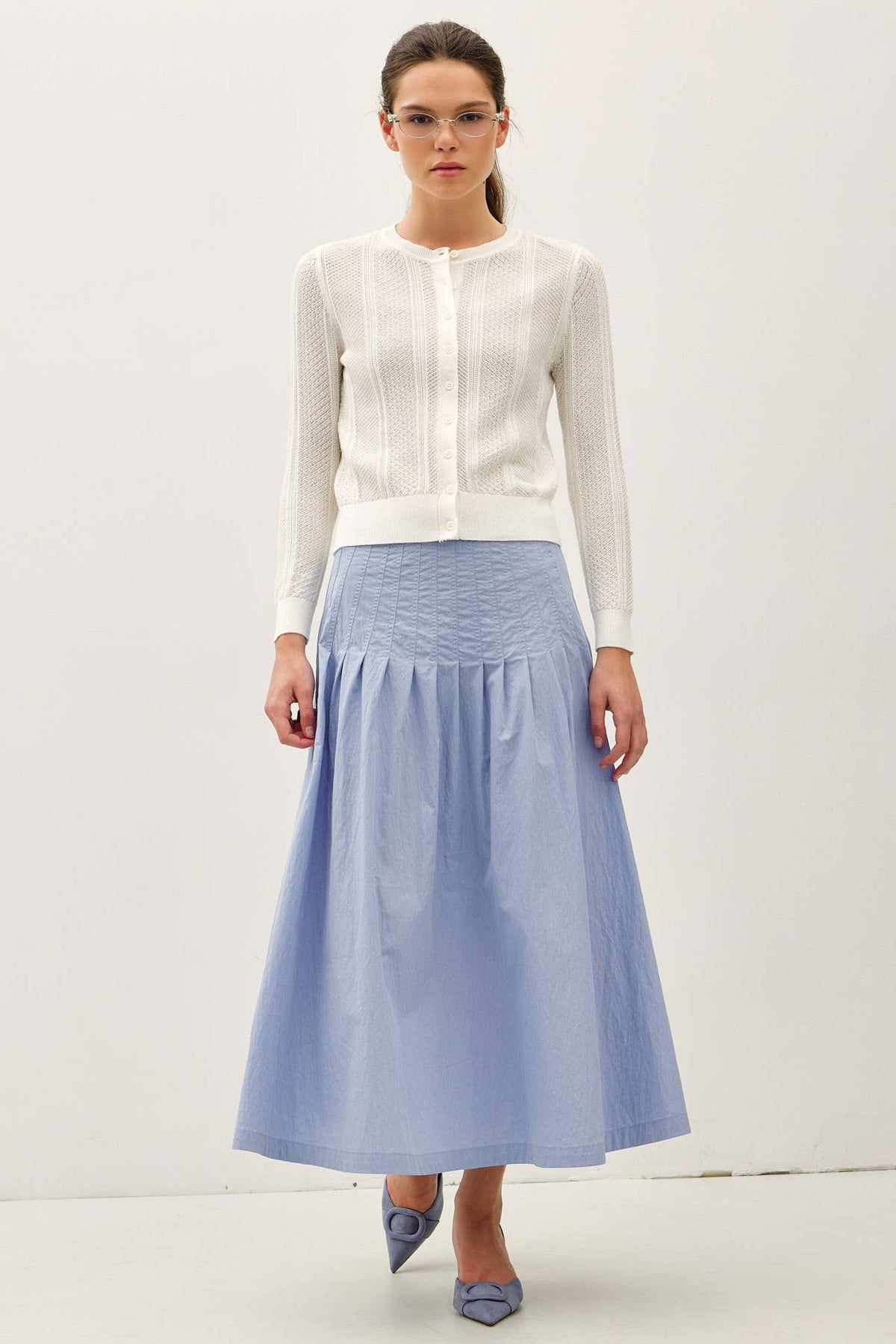 CRISP PLEATED MIDI SKIRT