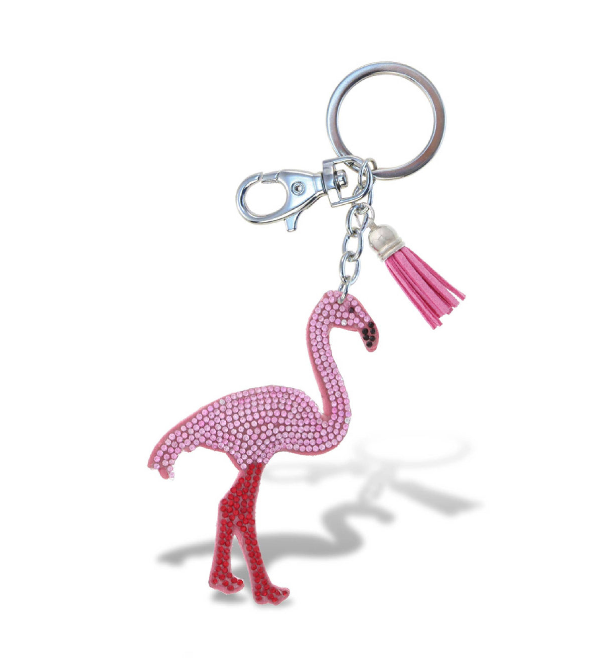 Sparkling Rhinestones Charm With Tassel - Flamingo