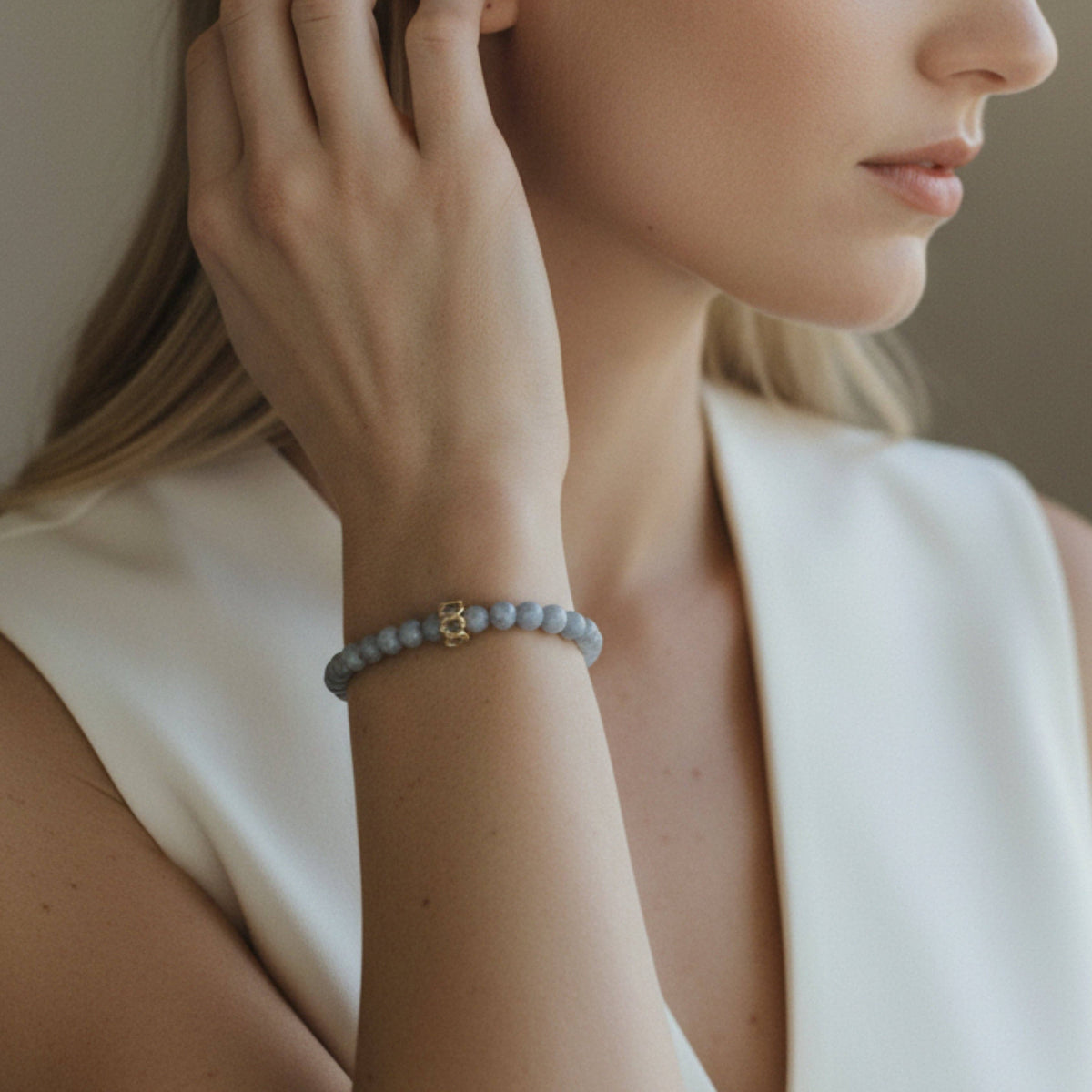 Gemstone Bracelet-6mm-Blue Agate