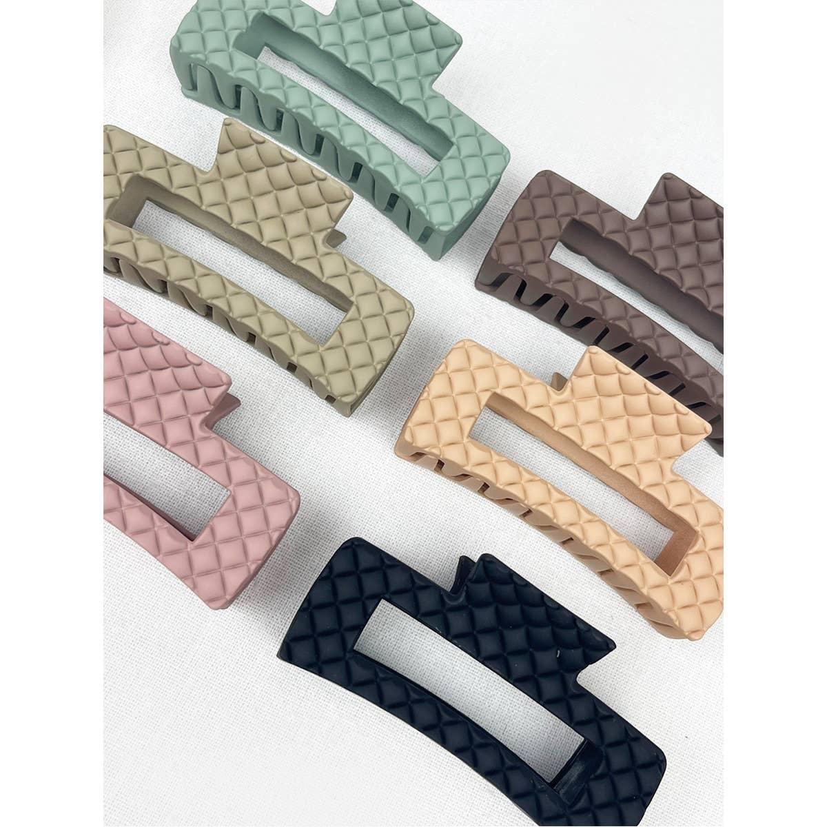 Matte Embossed Cut Out Rectangle Hair Clips