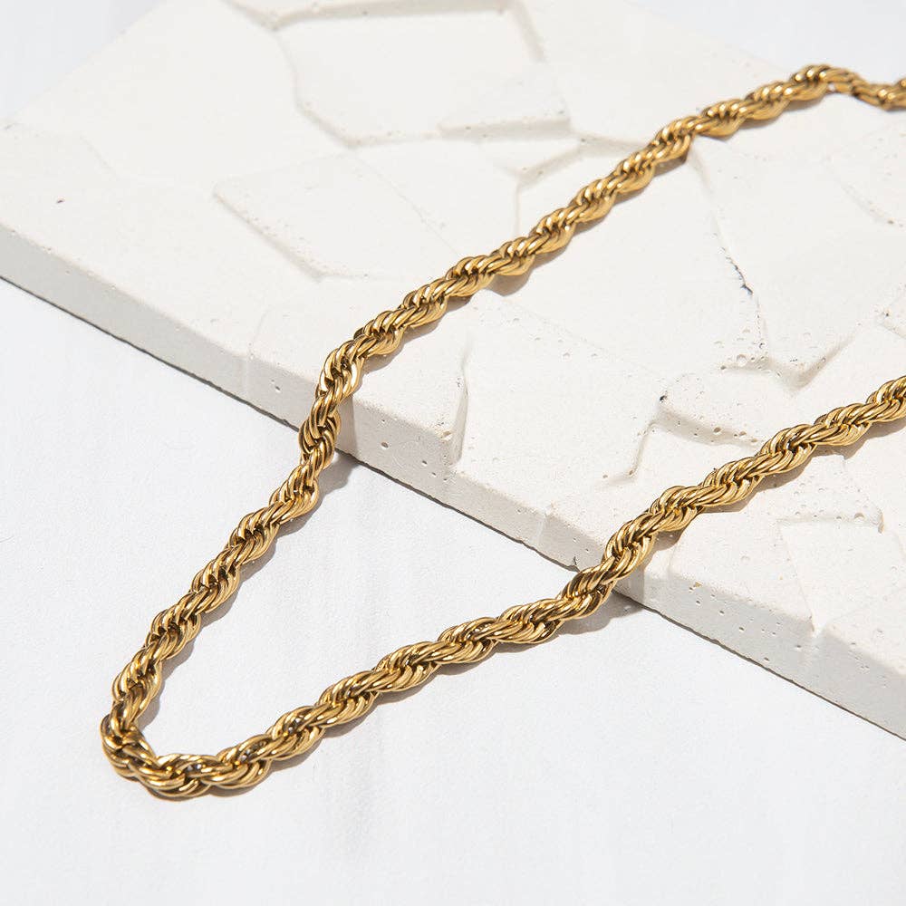 Gilded Gold Necklace-18" Rope Chain | Charm Bar Necklace