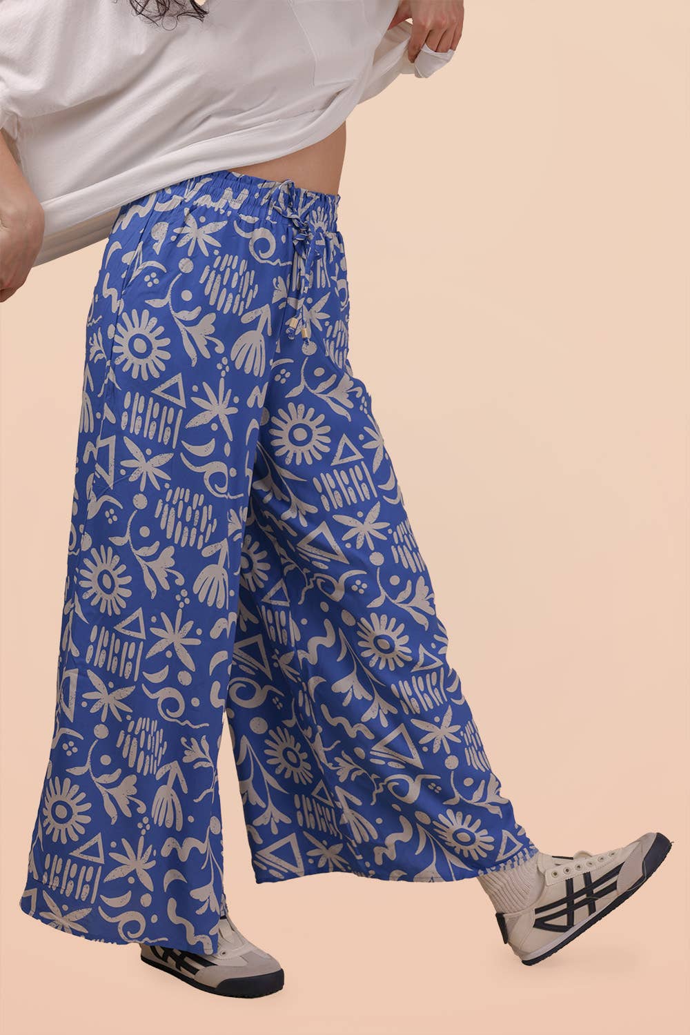 NP70715 - Printed Wide Leg Long Pants