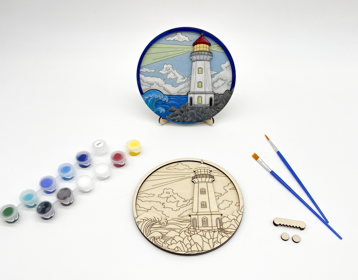 Lighthouse Coastal DIY Paint Kit – Layered Wood Ocean Art