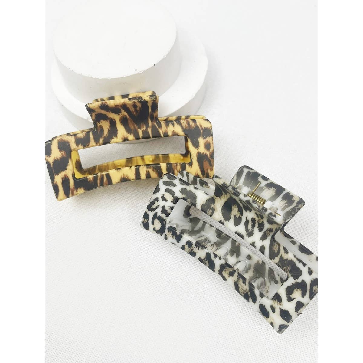 Leopard Pattern Rectangle Hair Clips