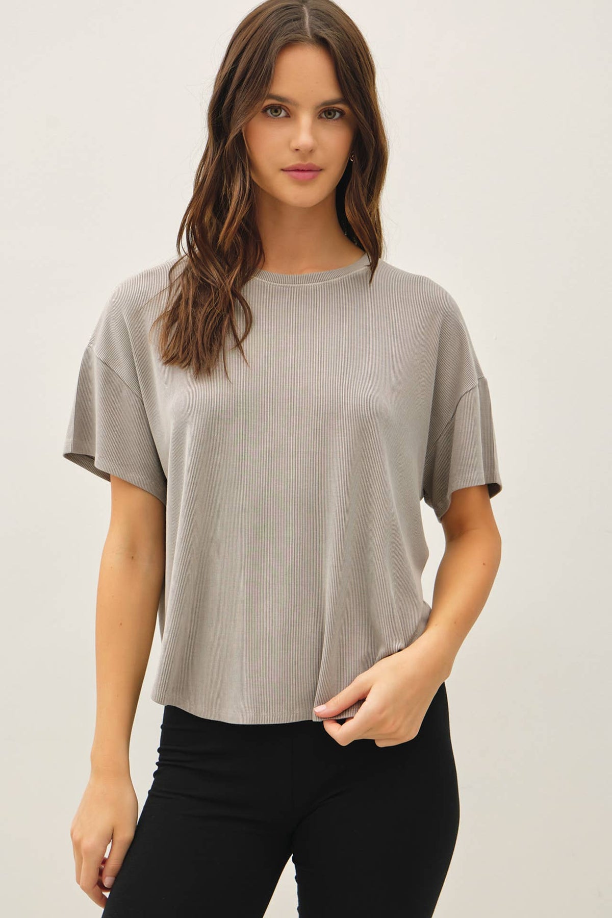 GARMENT DYE RIBBED BOXY FIT T-SHIRT