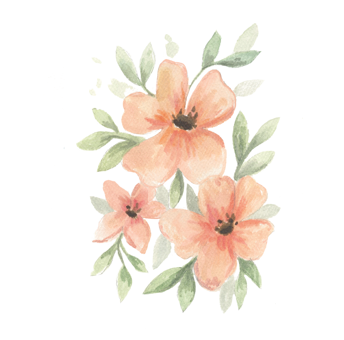 Floral Watercolor Painting Art Kit with Outline page