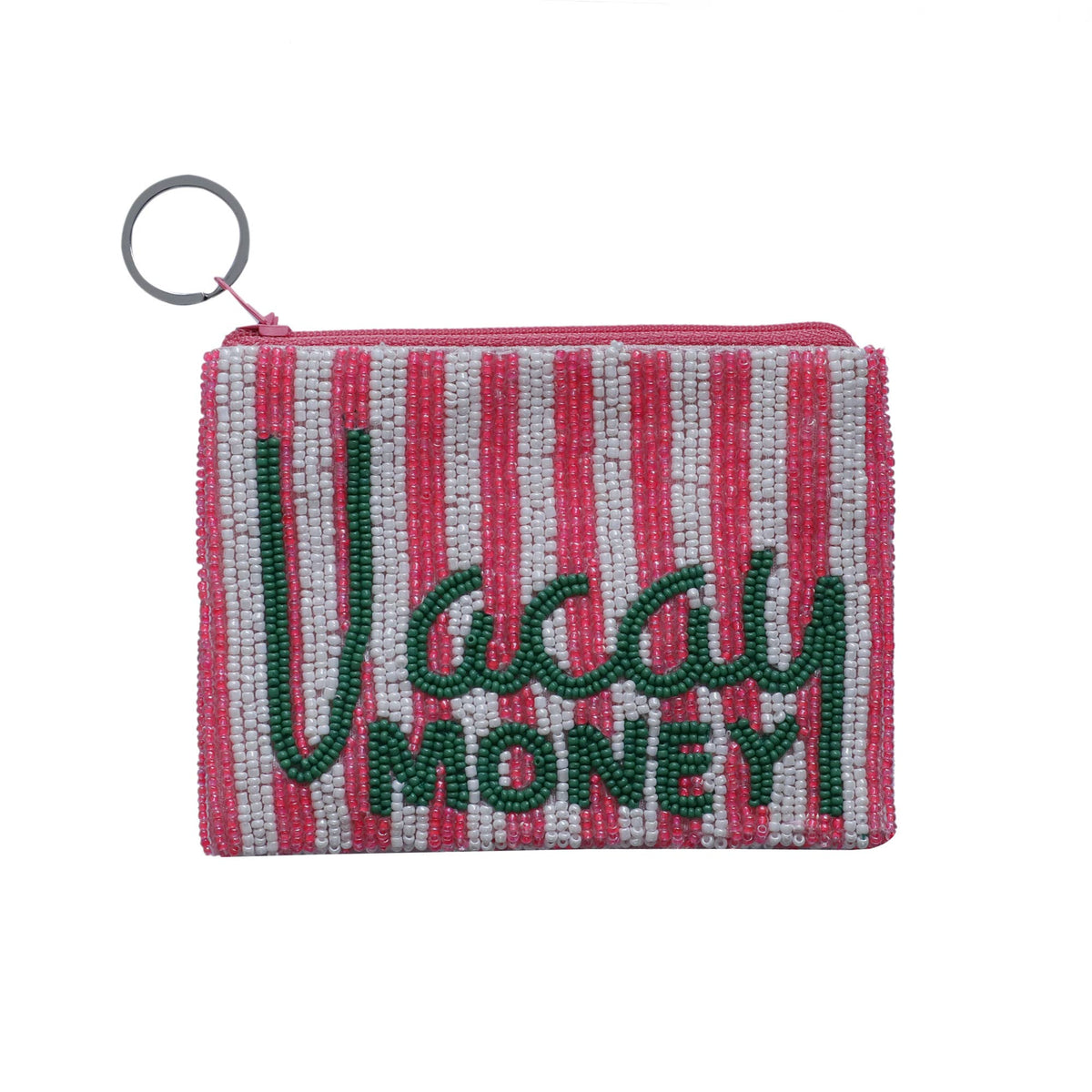 VACAY MONEY Green pink white coin purse