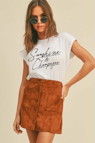 Sunshine & Champagne Roll Up Sleeve Tee
