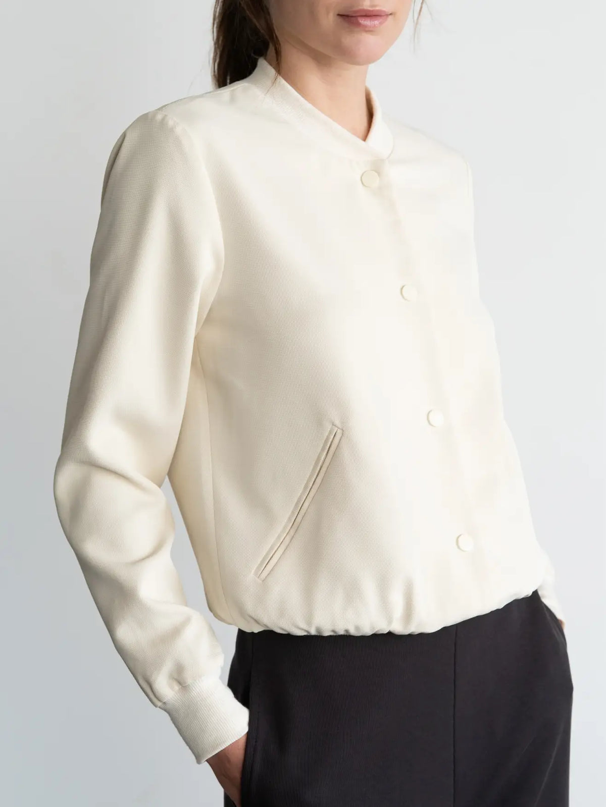 Minimal Buttery-Textured Blouson Jacket