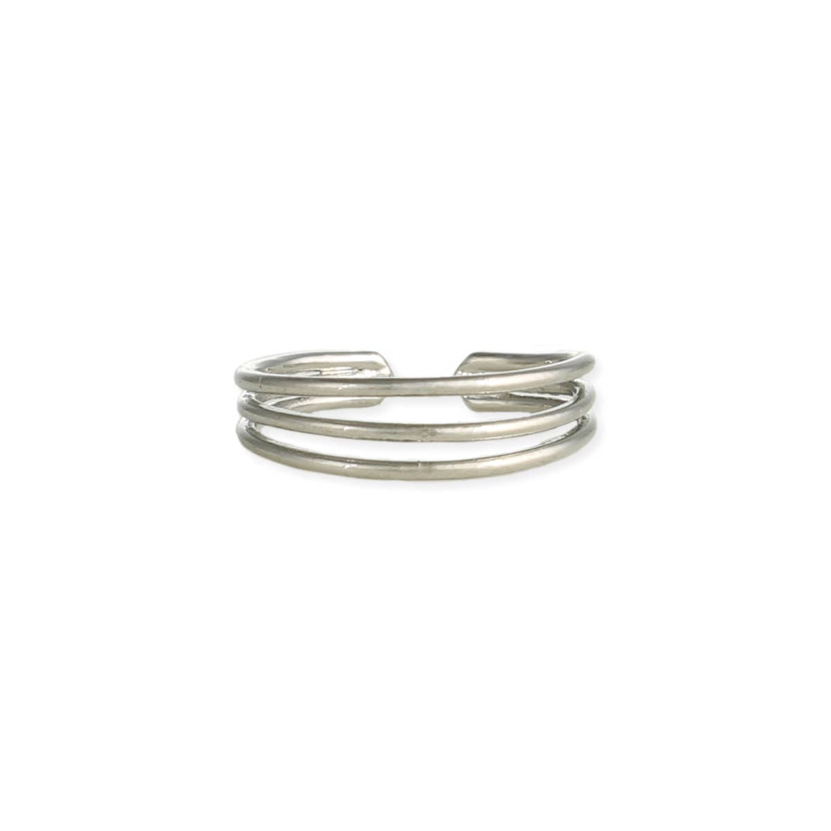 Silver 3 Band Adjustable Toe Ring