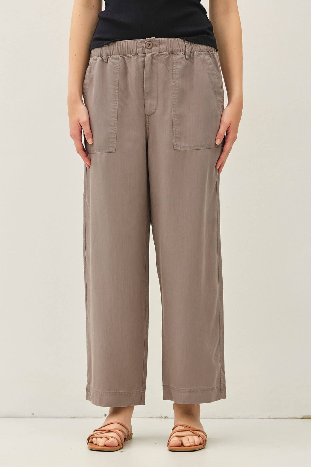 WIDE LEG TENCEL PANT W/ DRAWSTRING ELASTIC WAIST