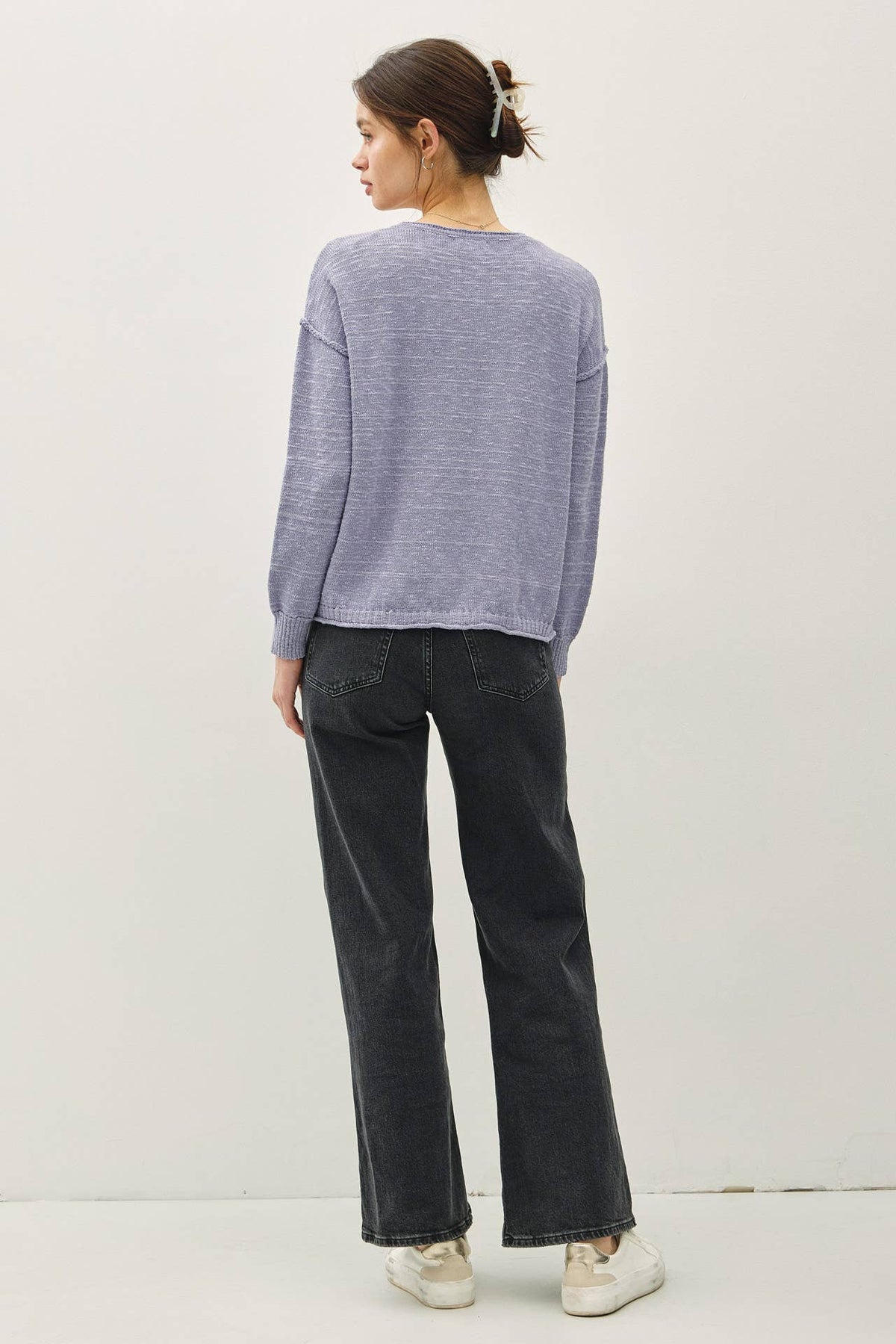 INSIDE OUT DROP SHOULDER PULLOVER SWEATER