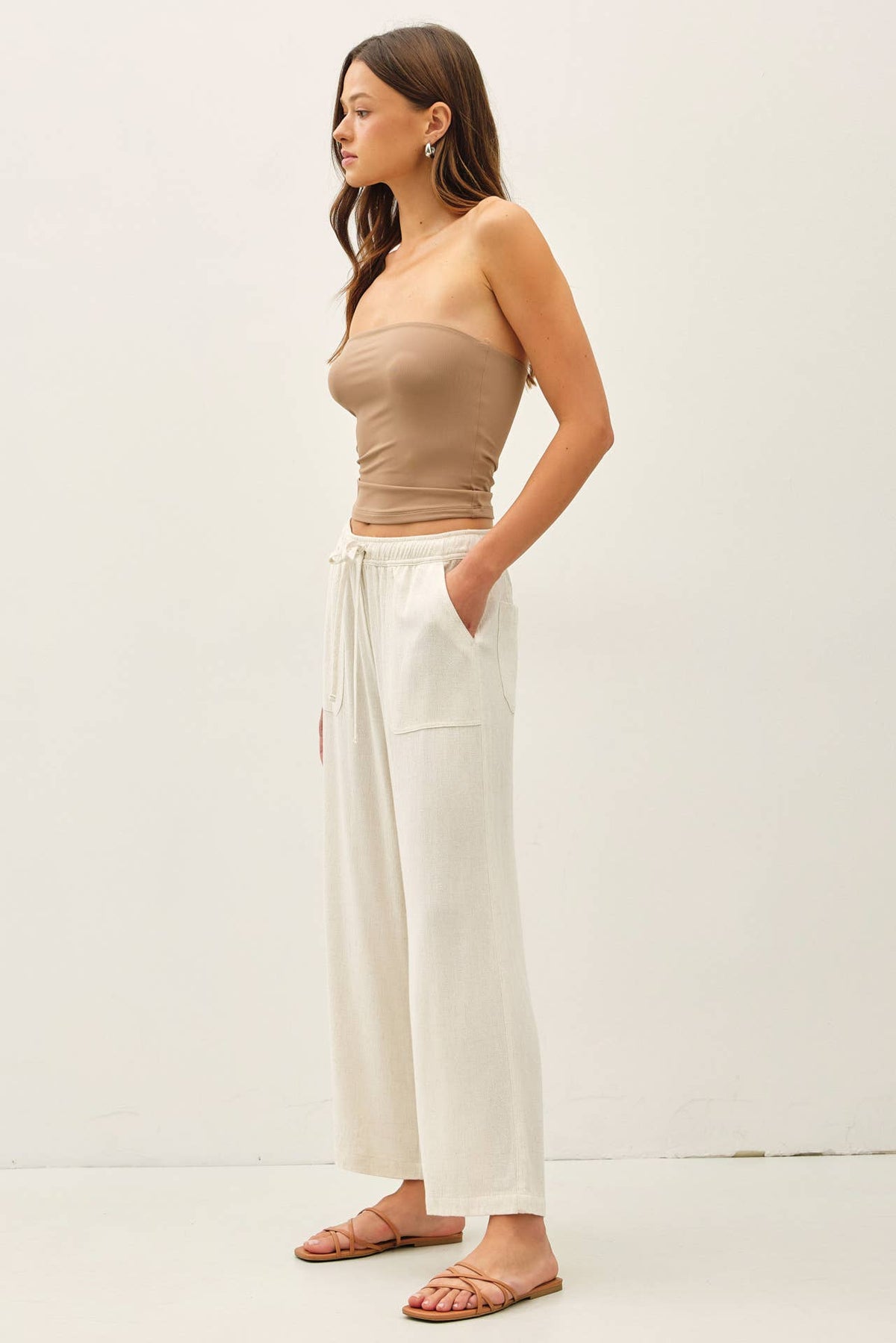 LINEN WIDE-LEG PANTS