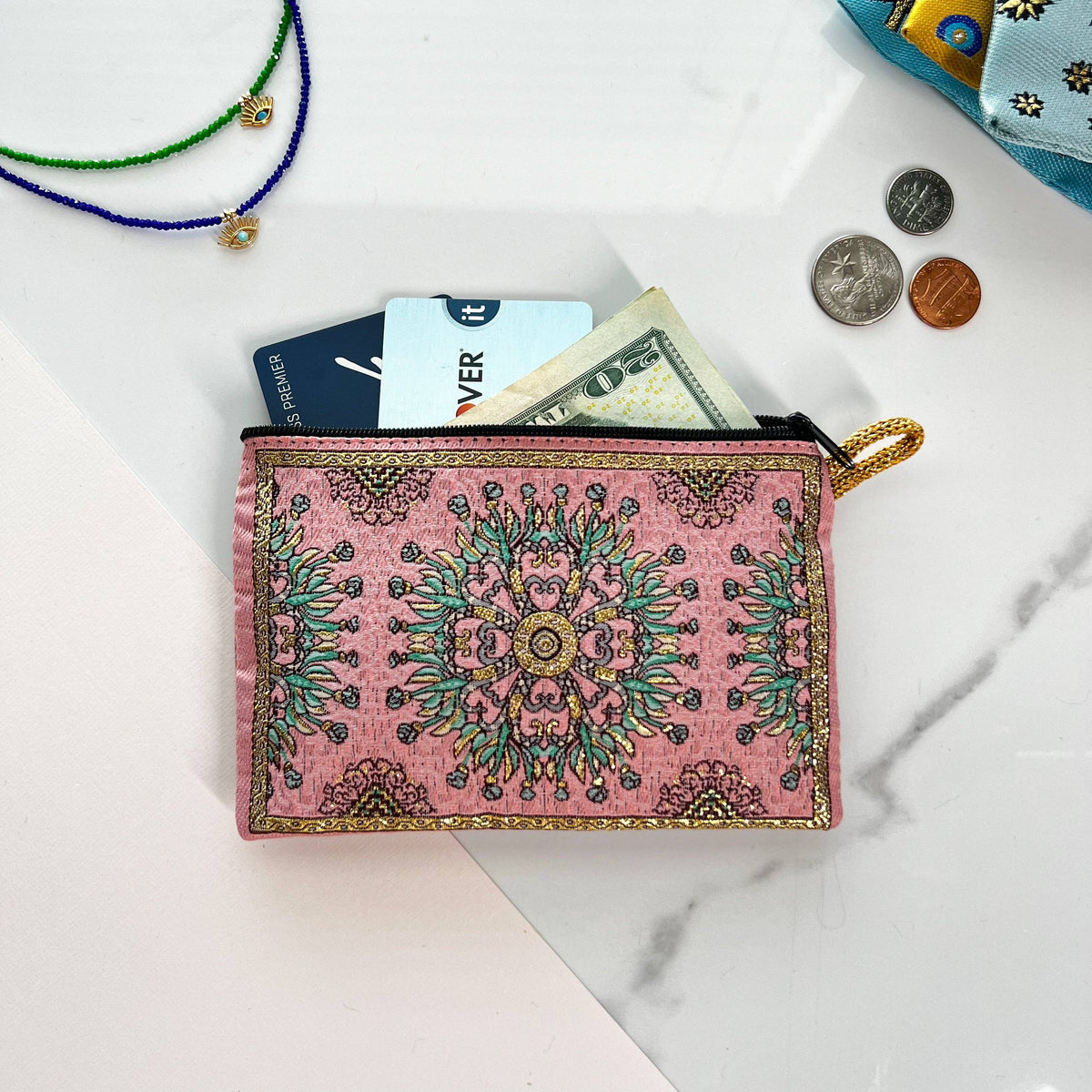 Fabric Zipper Pouch, Handmade Coin Purse for Women
