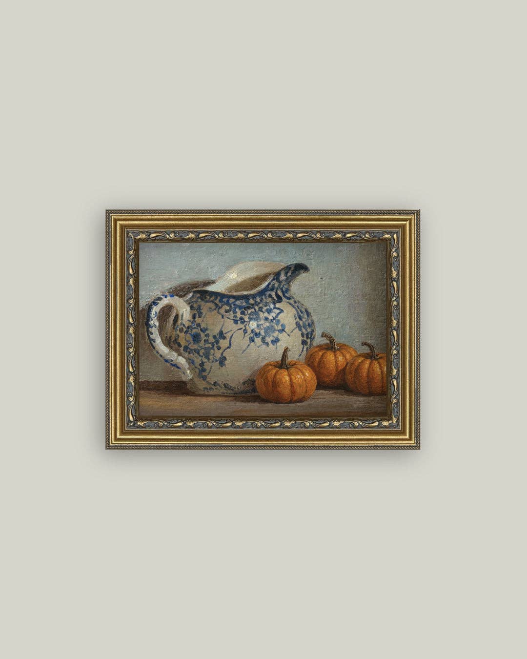 Still Life Pumpkins and Pitcher