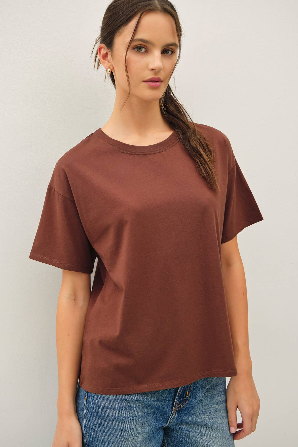 COTTON JERSEY OVERSIZED CROP T-SHIRTS