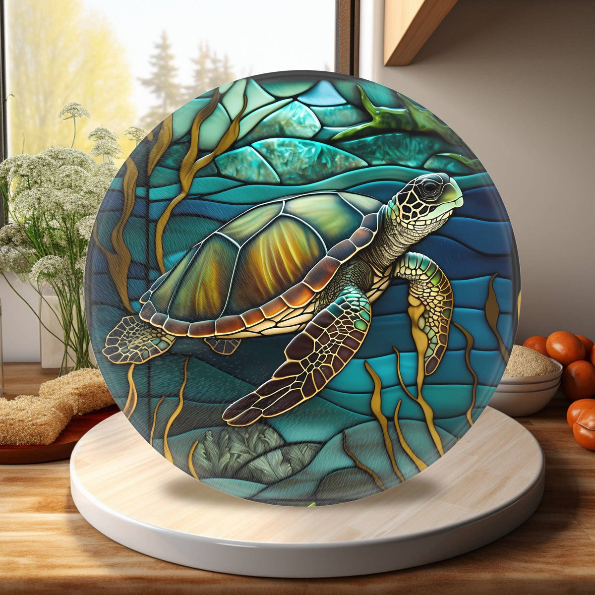Tempered Glass Cutting & Serving Board: Turtle Design