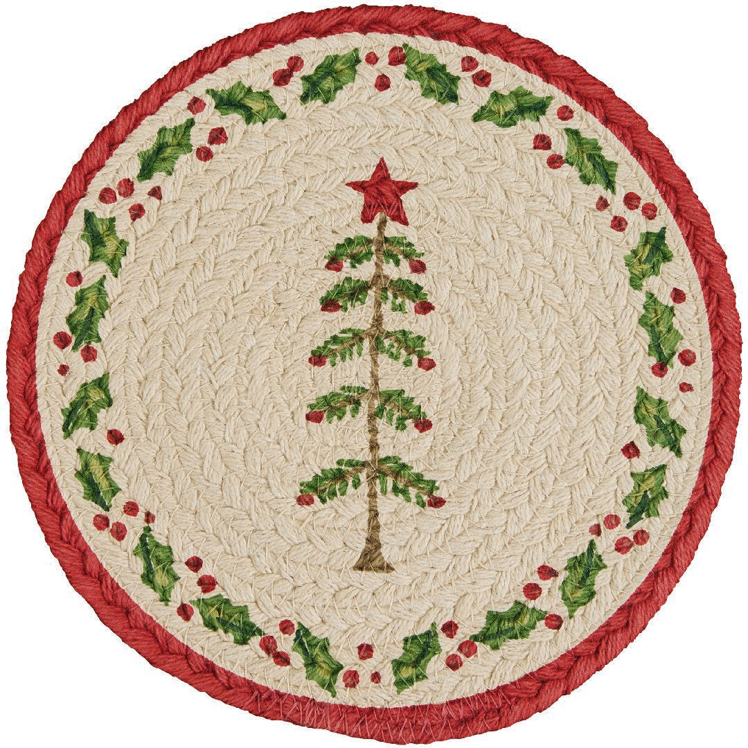 Feather Tree Printed Braided Trivet 8" Dia