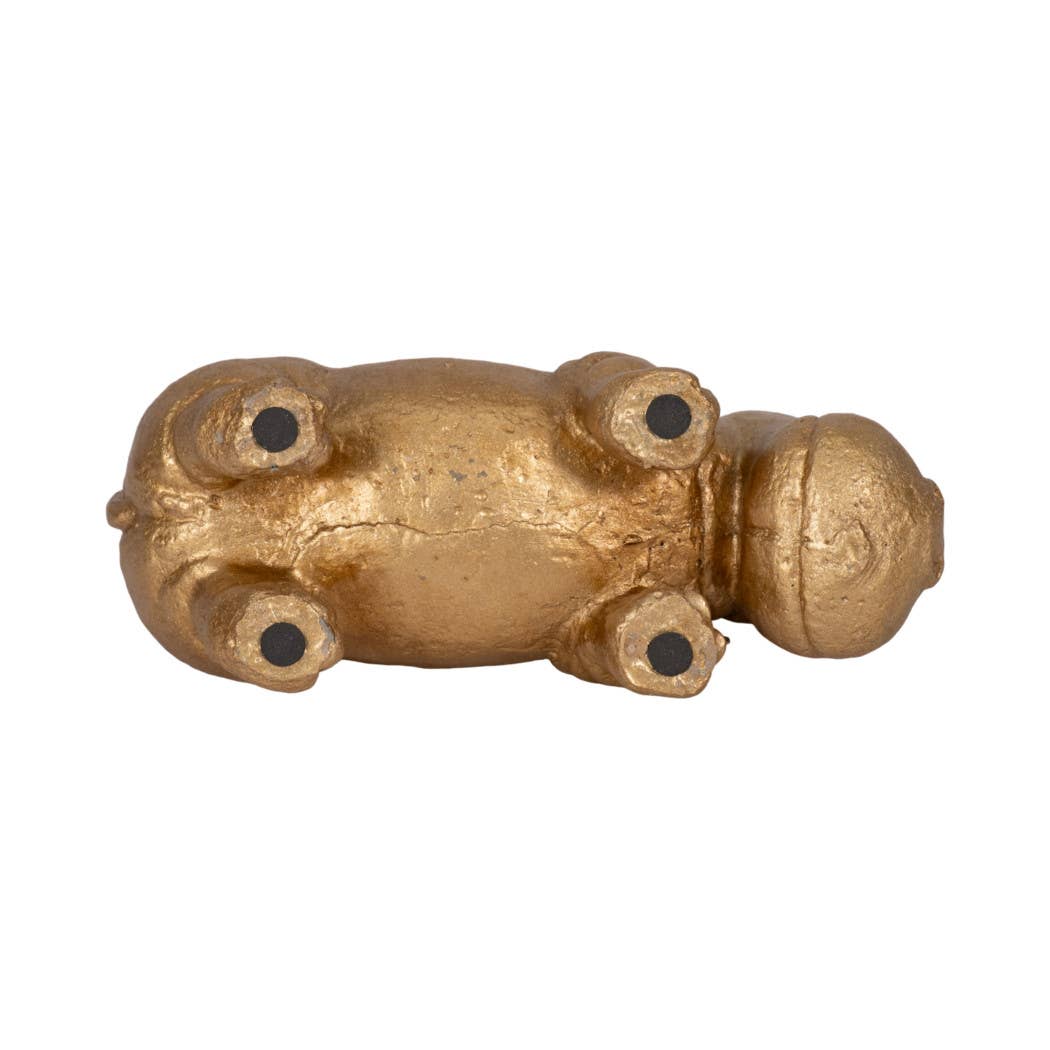 Decorative Figurine - Gold Ceramic Hungry Hippo, 8 in.