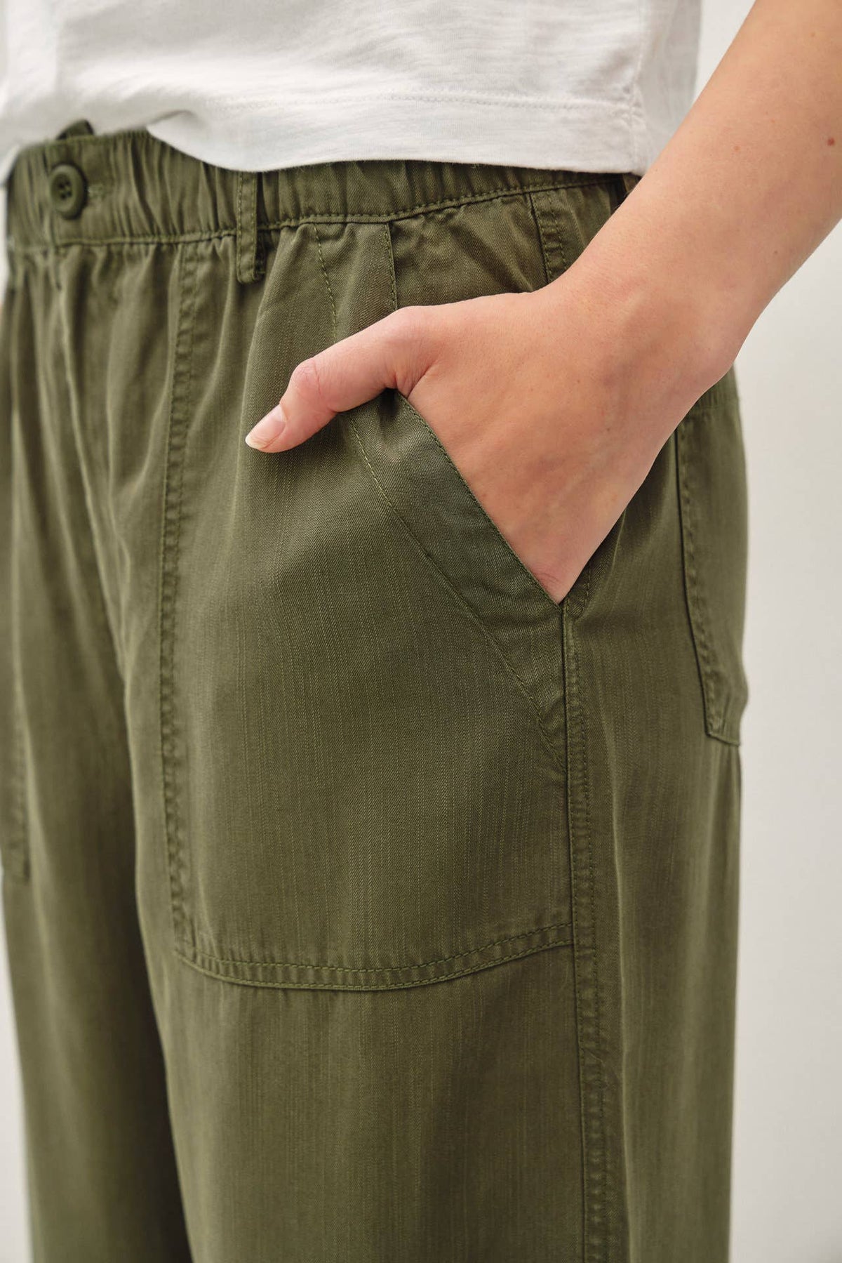 WIDE LEG TENCEL PANT W/ DRAWSTRING ELASTIC WAIST