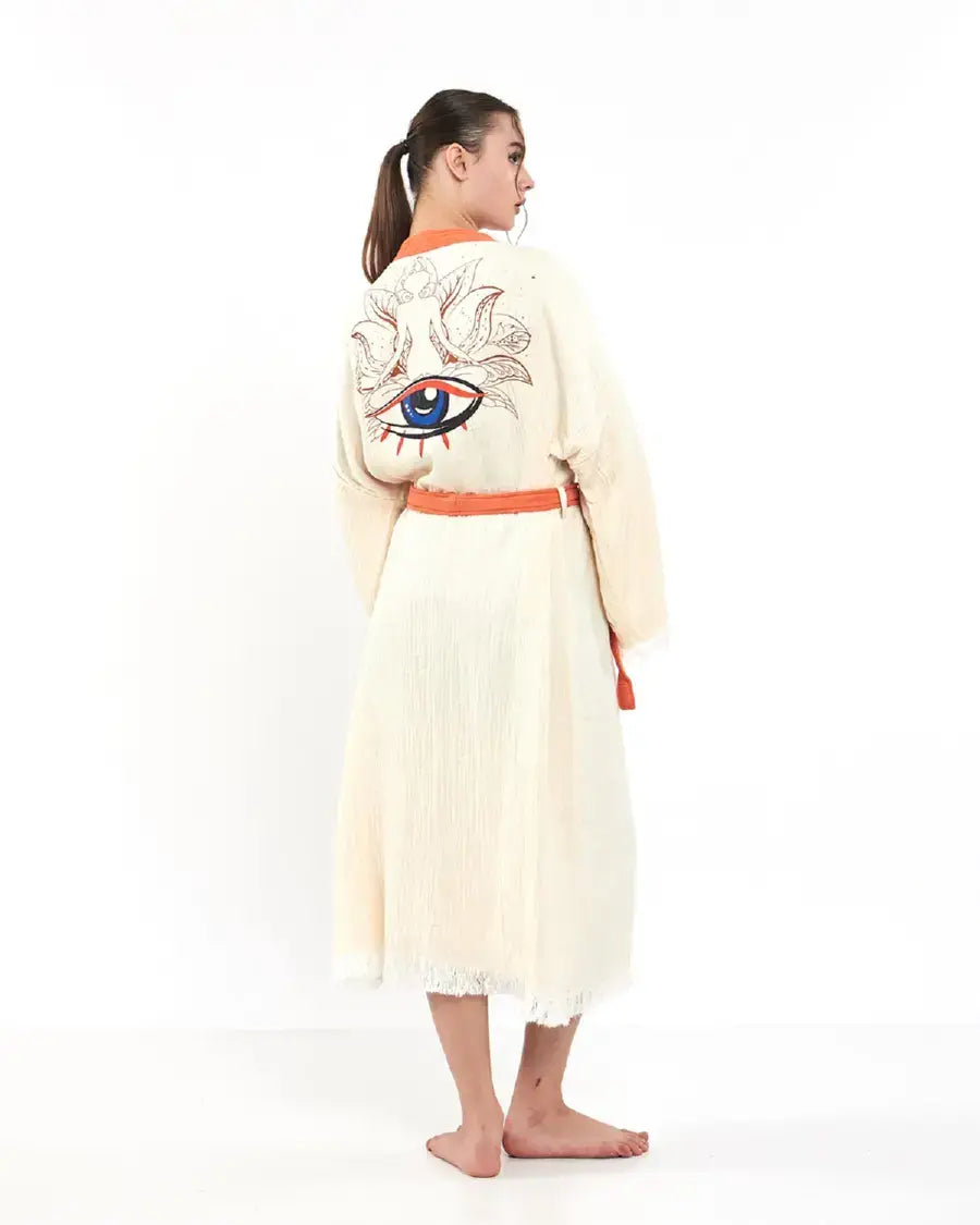%100 Cotton Boho Kaftan/Kimono/Bathrobe, Evil Eye Kimono