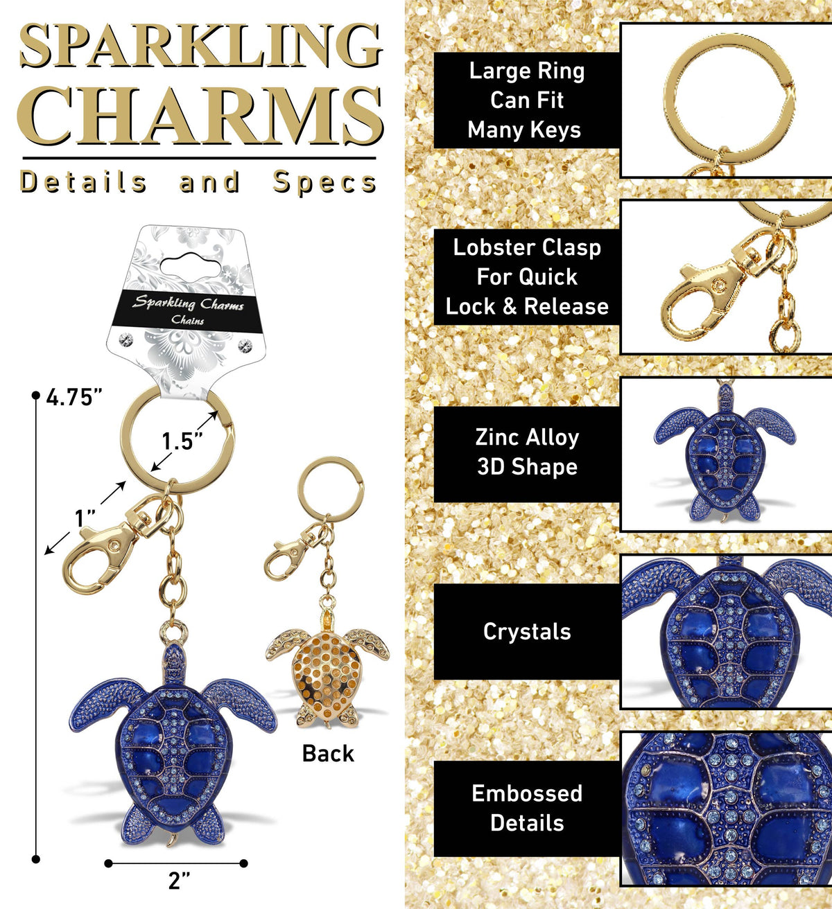 Gold Sparkling Charms - Blue Sea Turtle