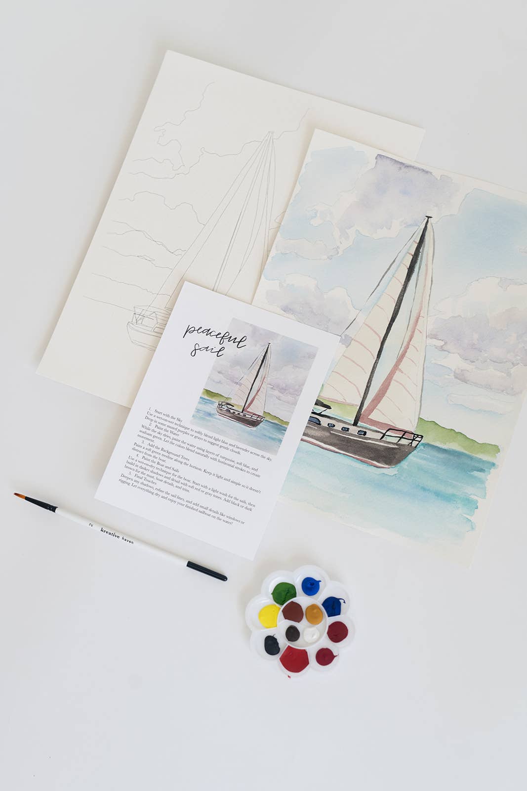 Peaceful sail - watercolor kit