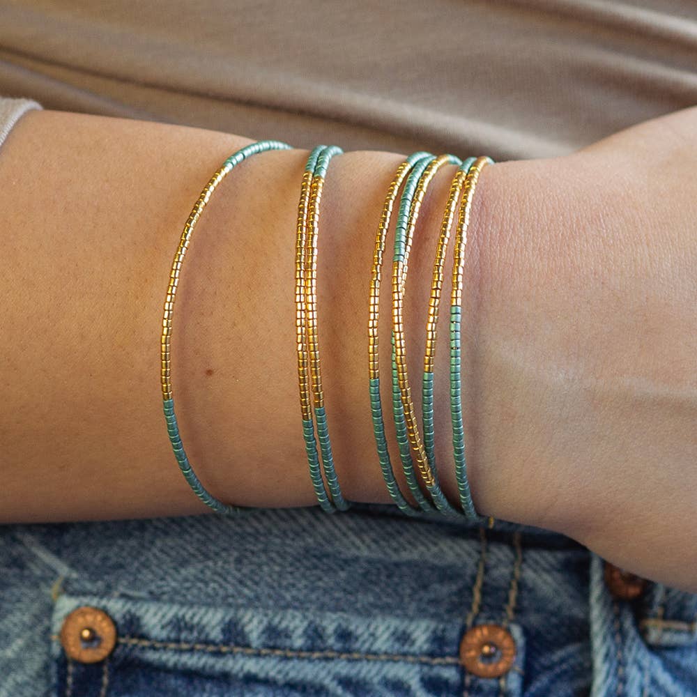 Norah Bangle-Turquoise | Beaded Bracelet | Delicate Jewelry