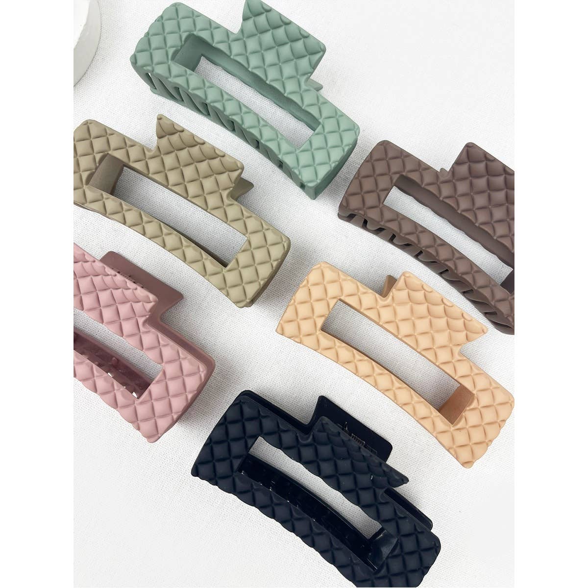 Matte Embossed Cut Out Rectangle Hair Clips