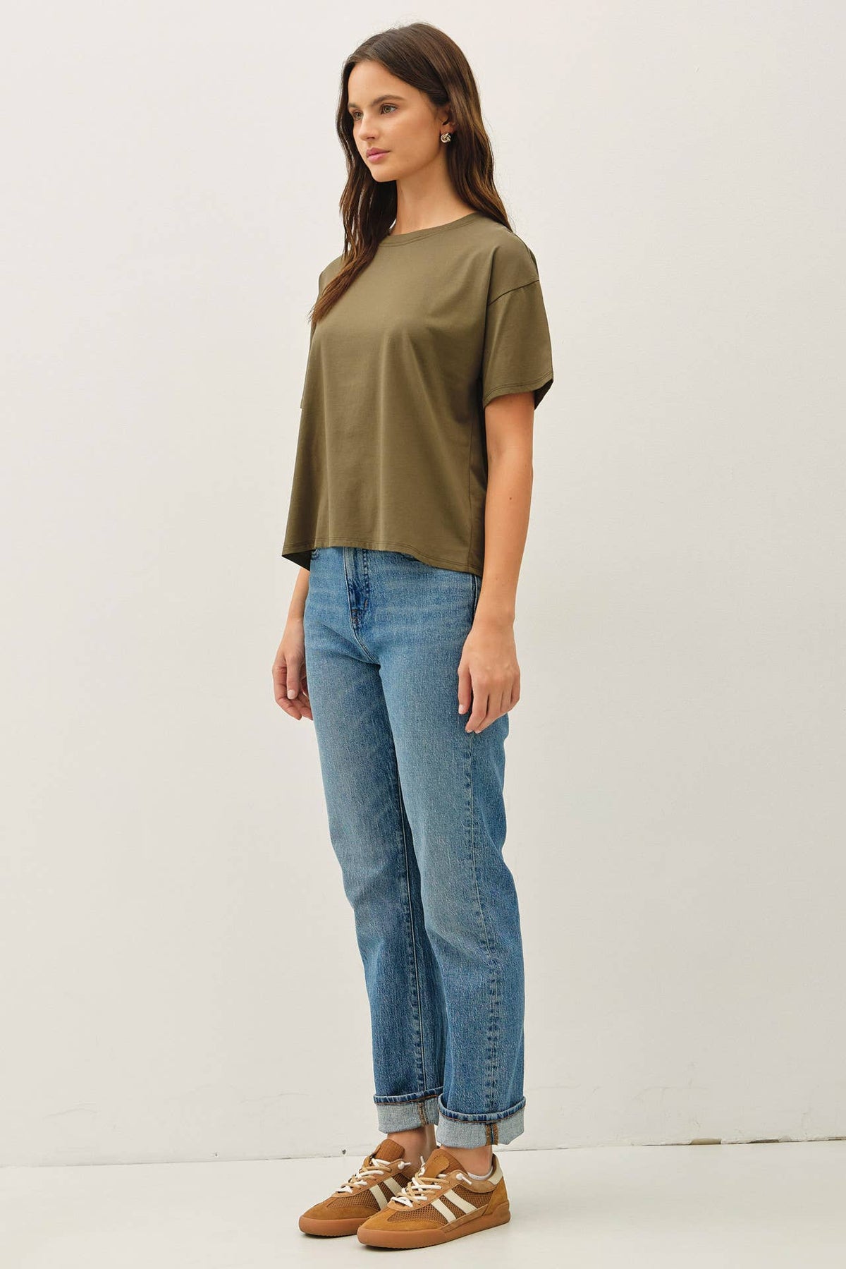 COTTON JERSEY OVERSIZED CROP T-SHIRTS