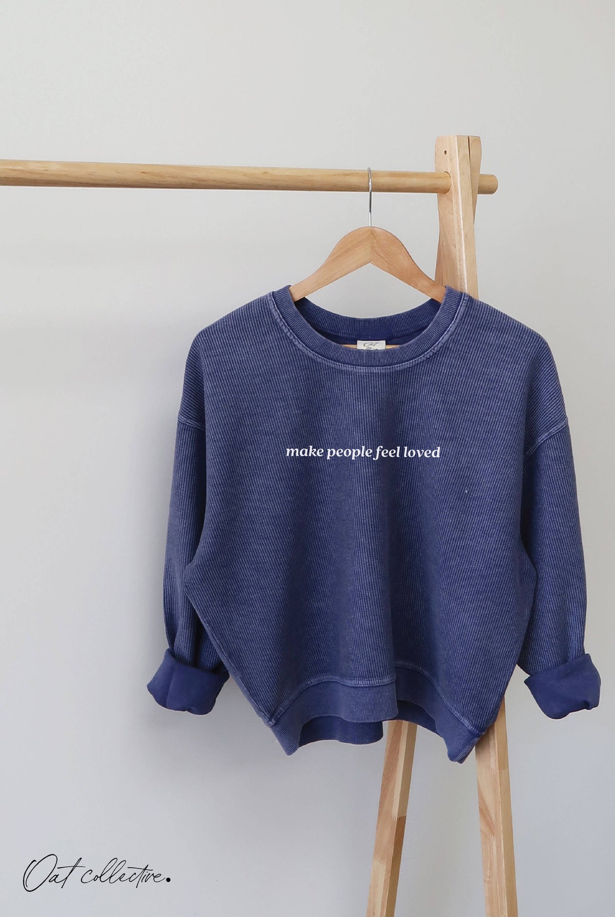 MAKE PEOPLE FEEL LOVED Cropped Thermal Vintage Pullover