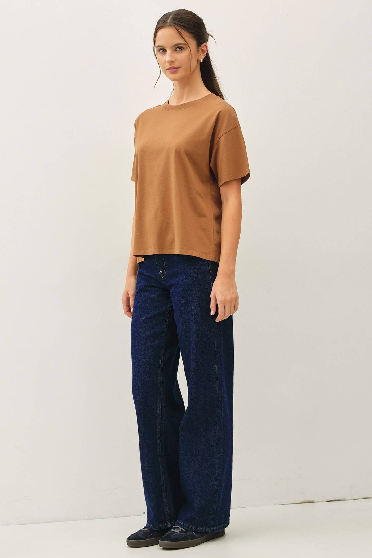 COTTON JERSEY OVERSIZED CROP T-SHIRTS