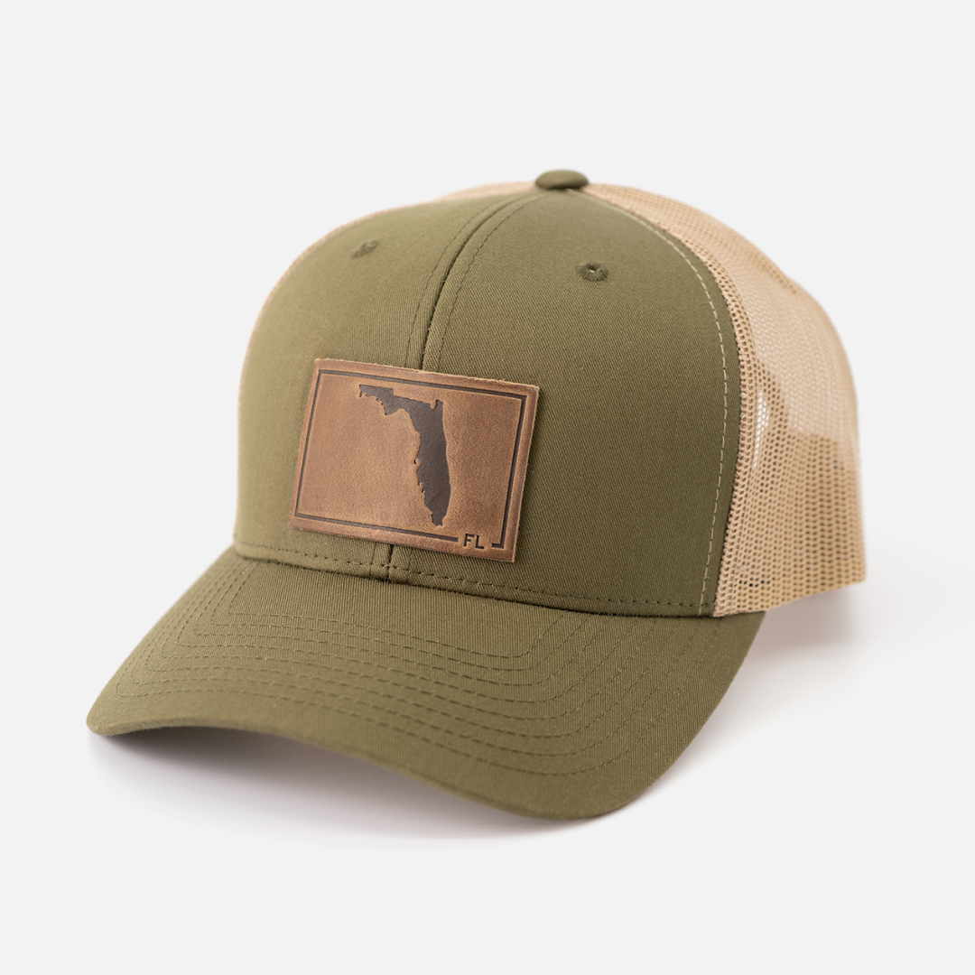 Florida Silhouette Hat | Leather Patch Trucker Hat