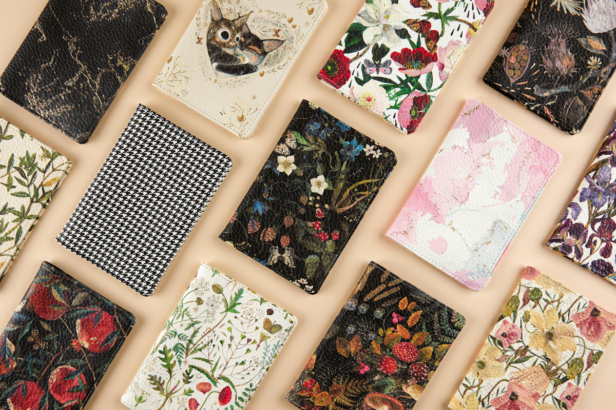 Vegan Leather Passport Cover - Forest Flowers