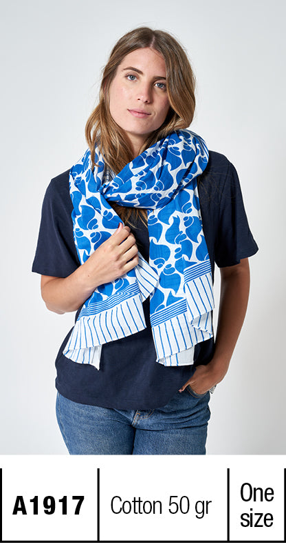 Shell-Patterned Scarf - Cotton