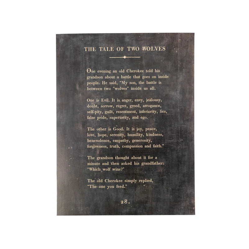 The Tale of Two Wolves 12" x 16" Book Collection Art Poster - 2 Colors