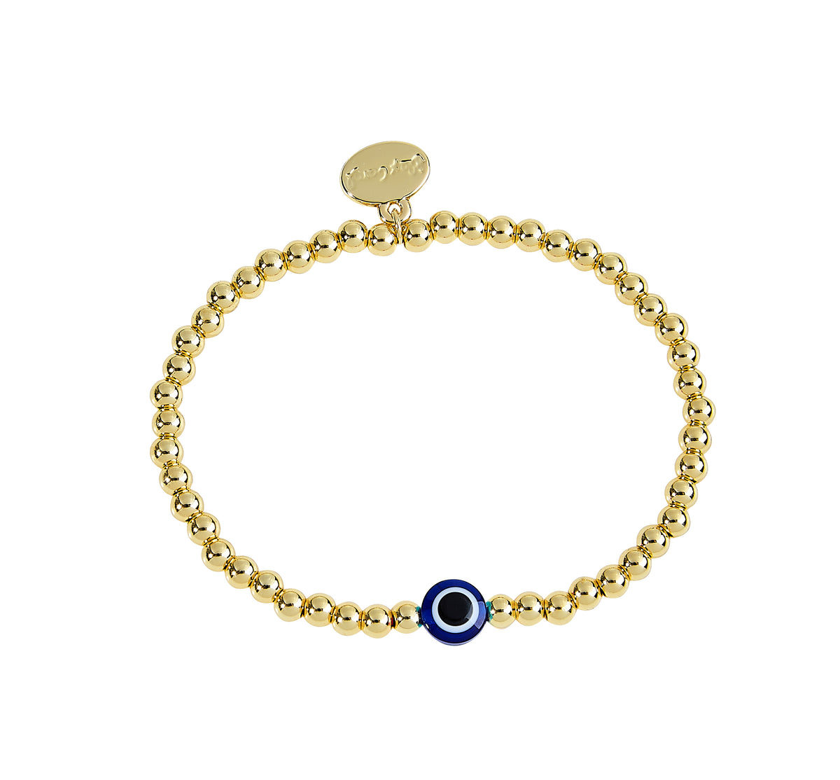 4mm Gold Ball H20 Resistant Dark Blue Evil Eye Glass Bead