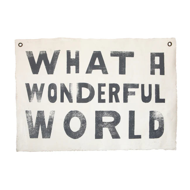 What A Wonderful World Hand Painted 37" x 25" Wall Hanging