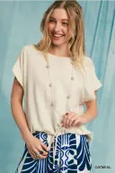 Drawstring Linen Blend Top