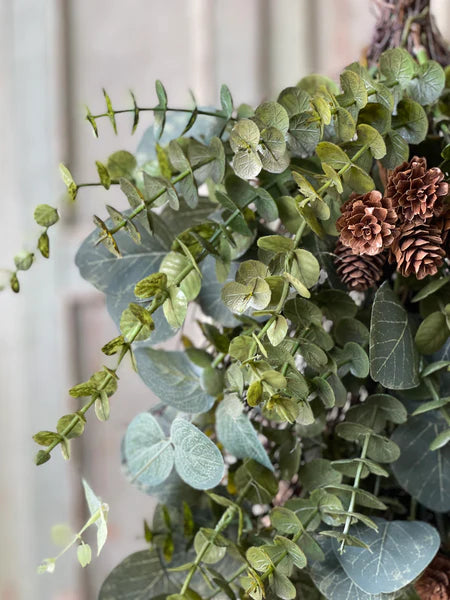 Cascading Eucalyptus 30" Drop with Pine Cones