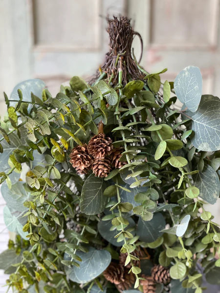 Cascading Eucalyptus 30" Drop with Pine Cones