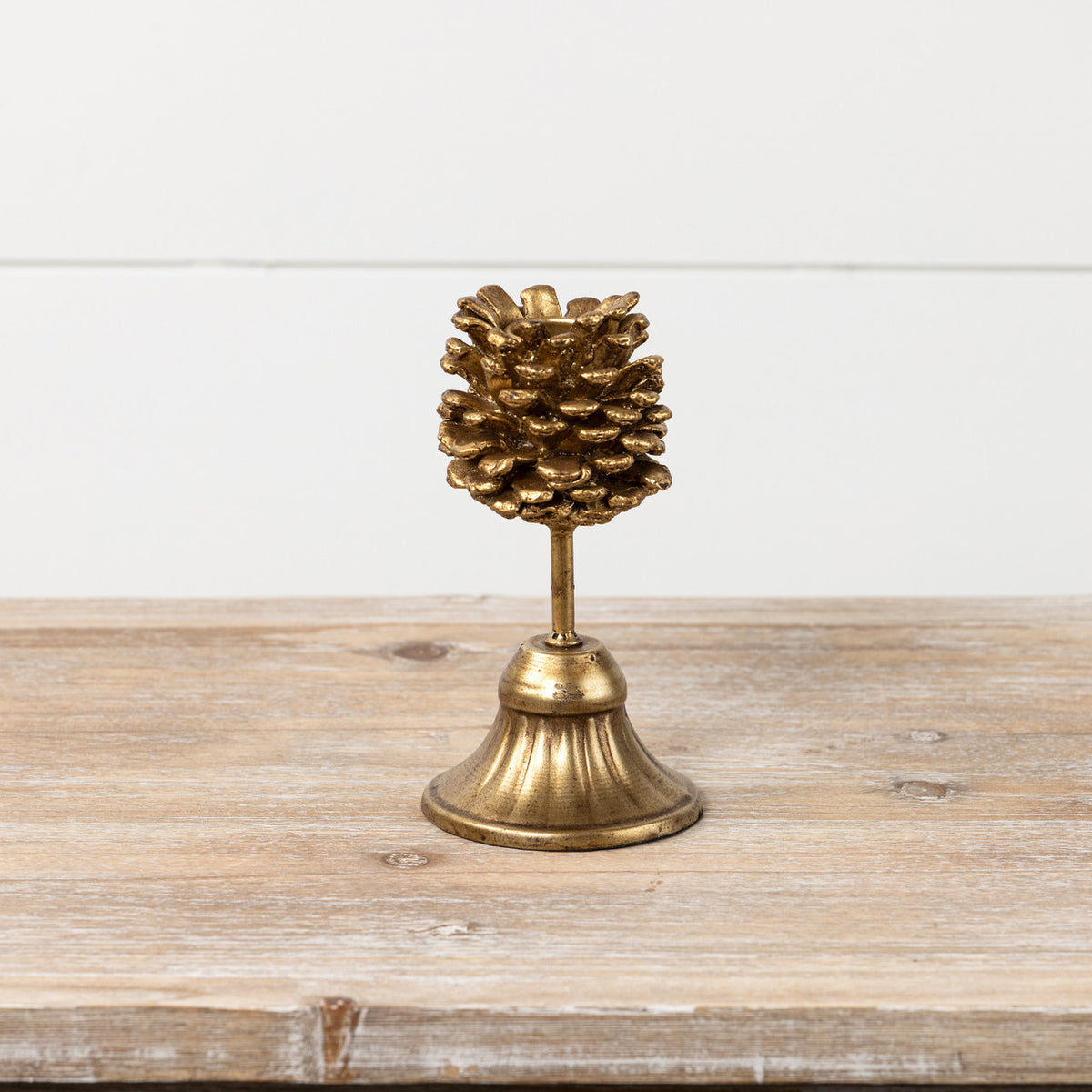 Gold 6.5" Pinecone Taper Candle Holder