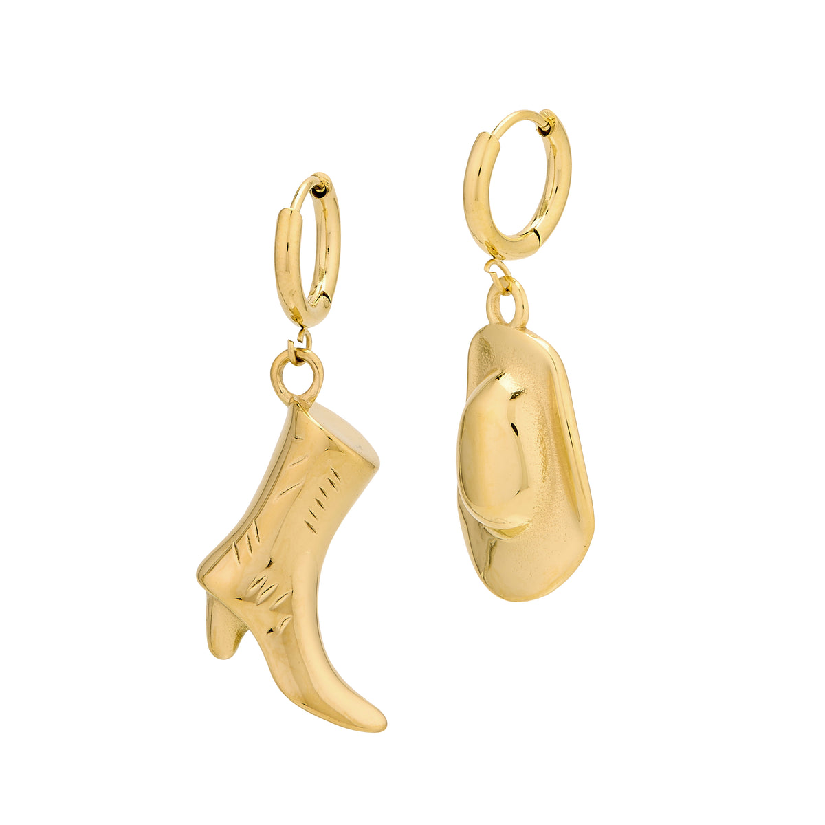 Non Tarnish Hypo Allergenic Boot & Hat Earring Gold