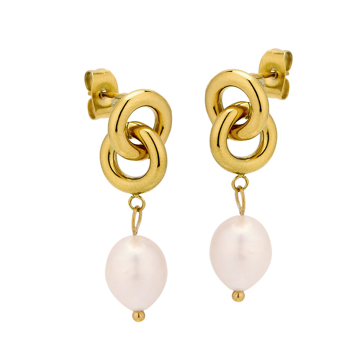 Non Tarnish Hypo Allergenic Pearl Dangle Earring Gold