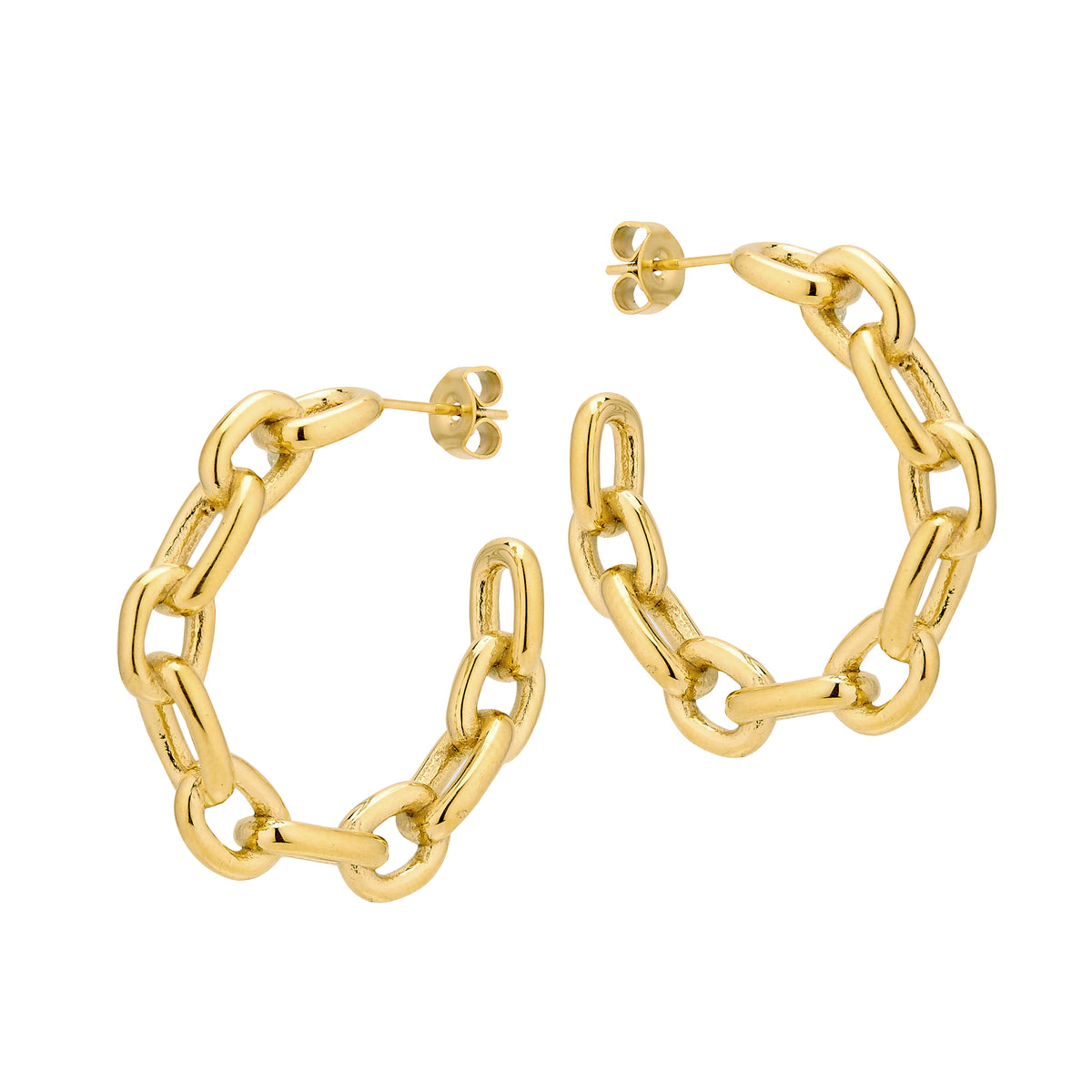 Non Tarnish Hypo Allergenic Chain Hoop Earring Gold