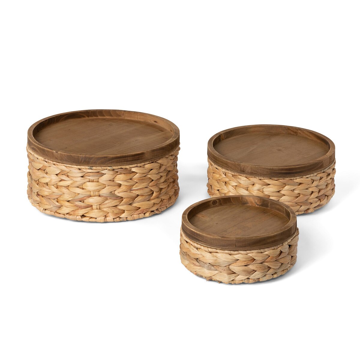 Woven Water Hyacinth Round Storage Basket - 3 Sizes