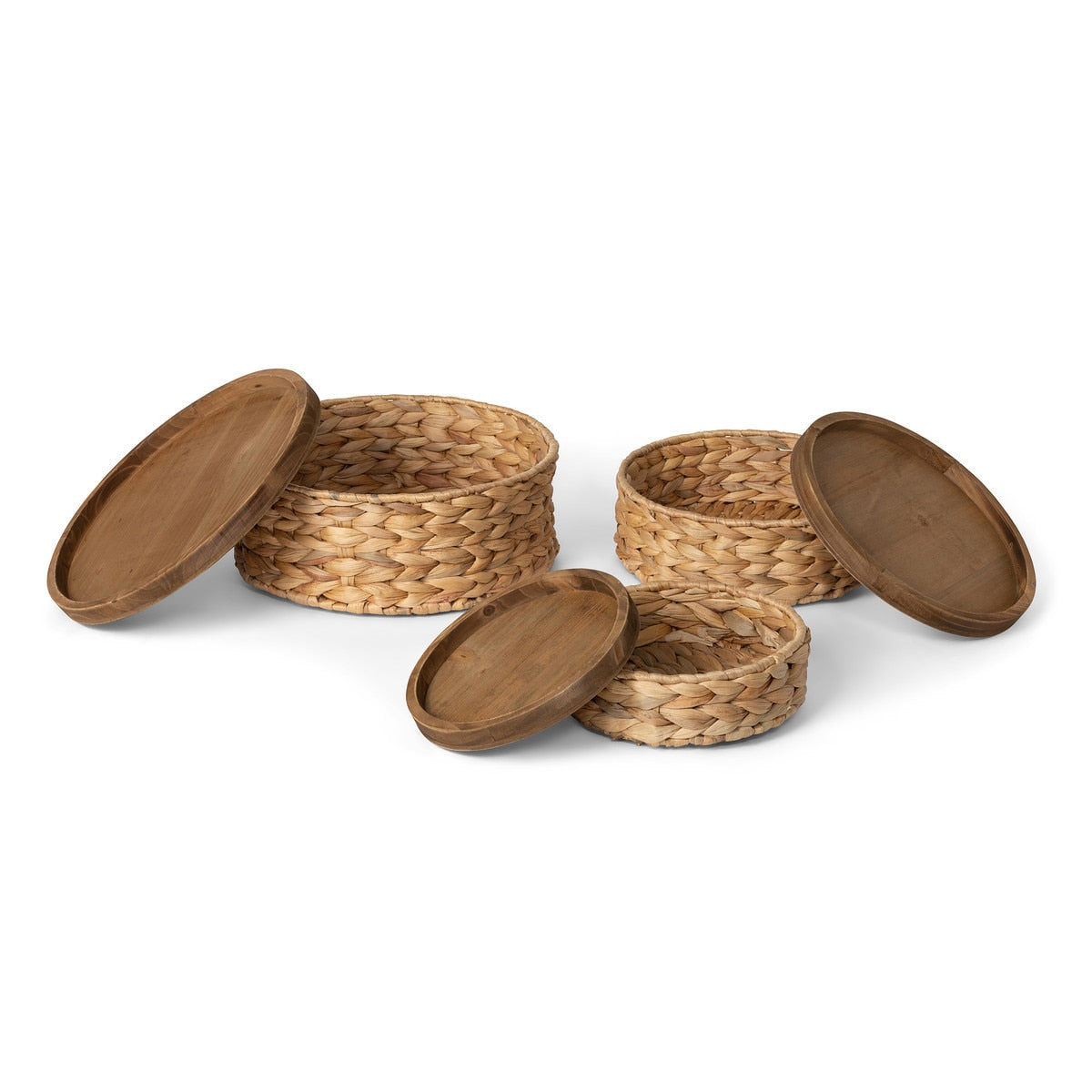 Woven Water Hyacinth Round Storage Basket - 3 Sizes