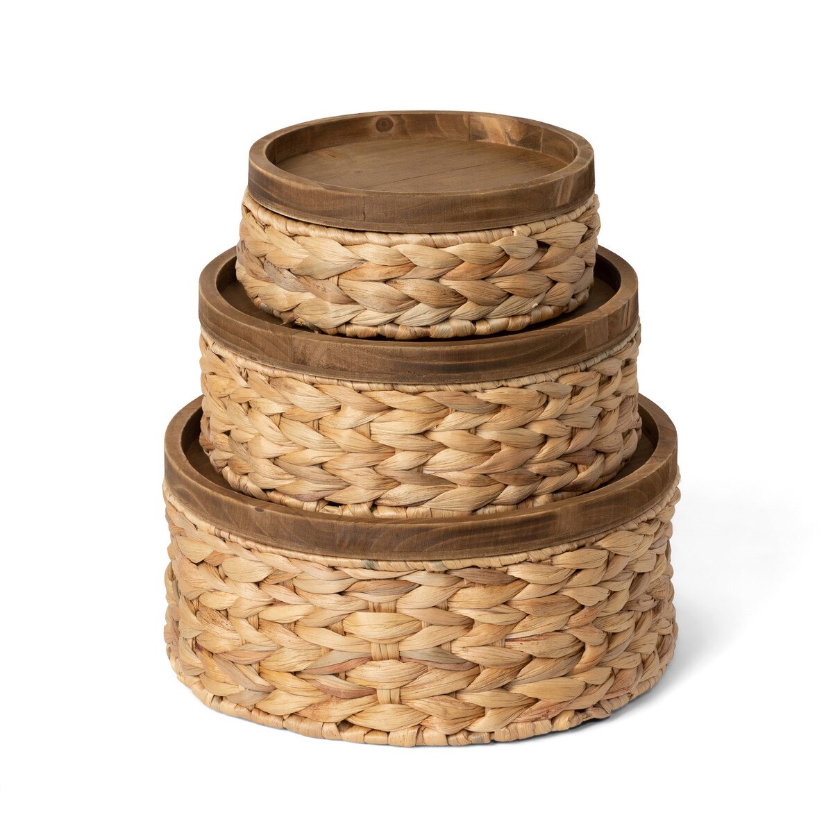 Woven Water Hyacinth Round Storage Basket - 3 Sizes