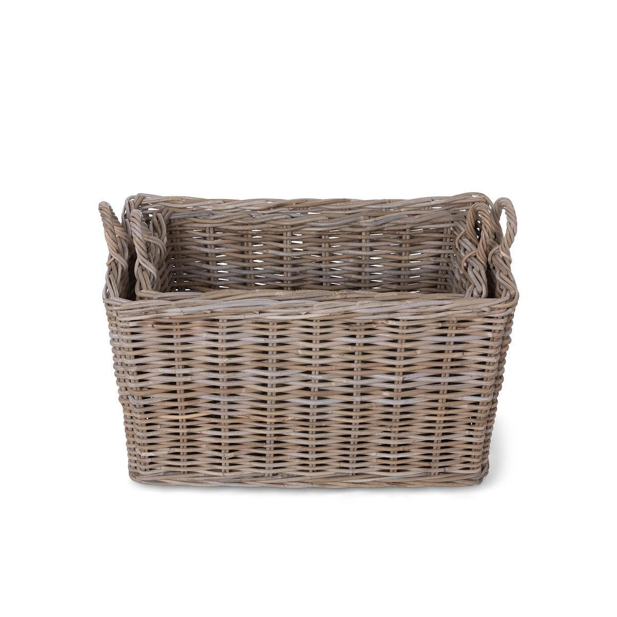 Rattan Woven Storage Basket with Casters - 2 Sizes