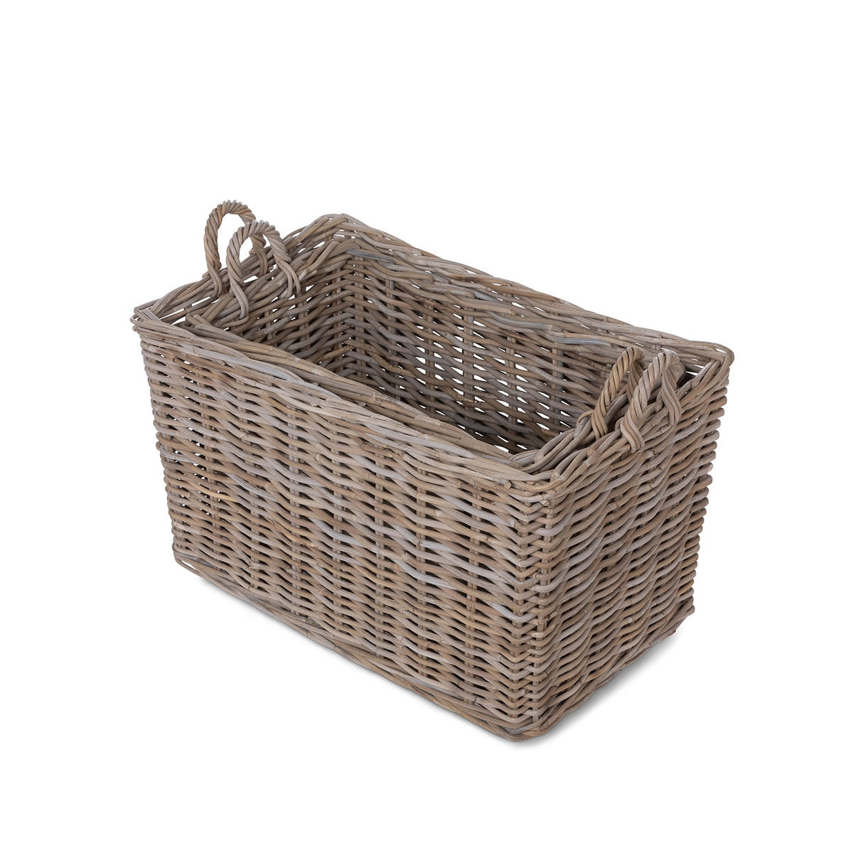 Rattan Woven Storage Basket with Casters - 2 Sizes